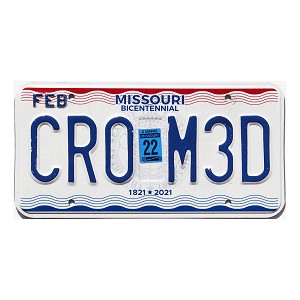 2022 Missouri License Plate #CR0M3D