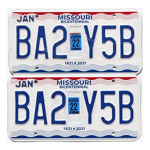 2022 Missouri License Plates Pair #BA2Y5B