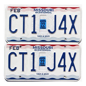 2022 Missouri License Plates Pair #CT1J4X