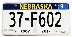 2022 Nebraska License Plate #37F602