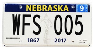 2022 Nebraska License Plate #WFS005