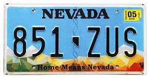 2022 Nevada License Plate #851ZUS