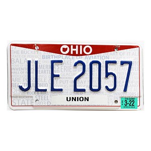 2022 Ohio License Plate #JLE2057