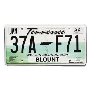 2022 Tennessee License Plate #37AF71