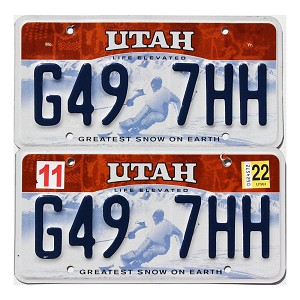 2022 Utah Ski License Plates Pair #G497HH