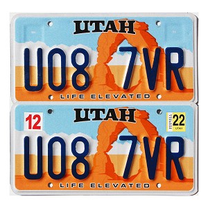 2022 Utah Arch License Plates Pair #U087VR