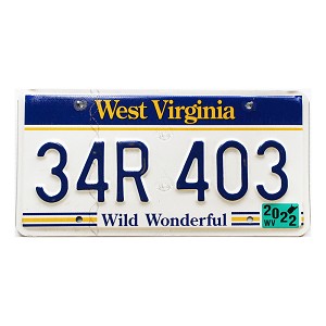 2022 West Virginia License Plate #34R403