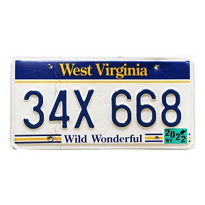 2022 West Virginia License Plate #34X668