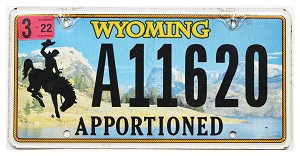 2022 Wyoming Apportioned License Plate #A11620