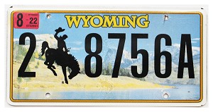 2022 Wyoming License Plate #28756A