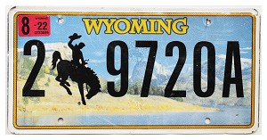 2022 Wyoming License Plate #29720A