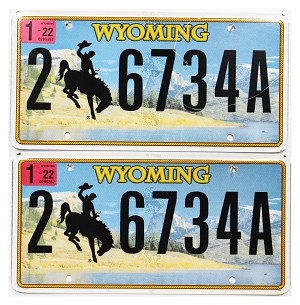 2022 Wyoming License Plates Pair #26734A