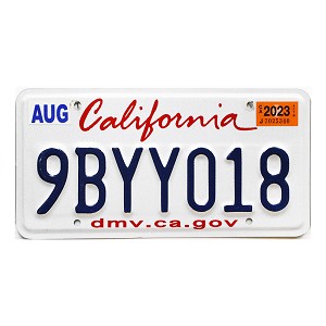 2023 California License Plate #9BYY018