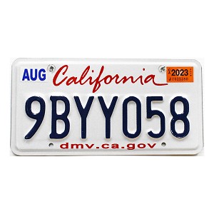 2023 California License Plate #9BYY058