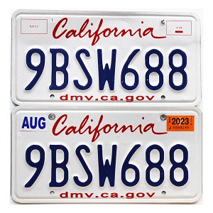 2023 California License Plates Pair #9BSW688