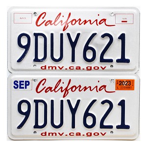 2023 California License Plates Pair #9DUY621