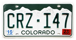 2023 Colorado License Plate #CRZI47