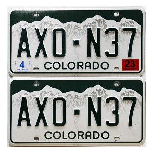 2023 Colorado License Plates Pair #AX0N37