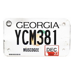 2023 Georgia Motorcycle License Plate #YCM381