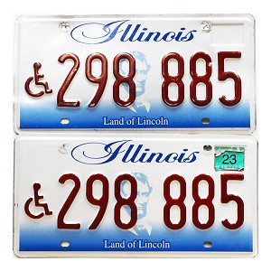 2023 Illinois Disabled License Plates Pair #298885
