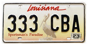 2023 Louisiana Pelican License Plate #333CBA