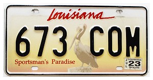 2023 Louisiana Pelican License Plate #673COM
