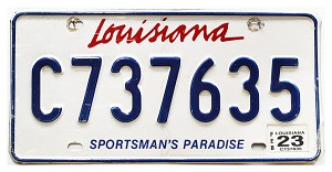 2023 Louisiana License Plate #C737635