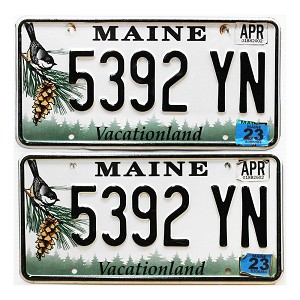 2023 Maine License Plates Pair #5392YN