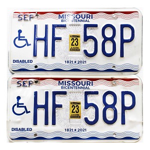2023 Missouri Disabled License Plates Pair #HF58P