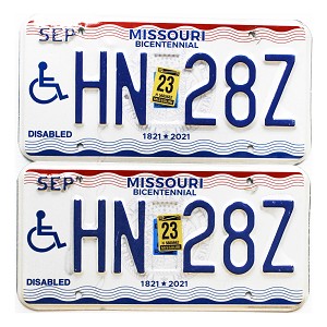 2023 Missouri Disabled License Plates Pair #HN28Z