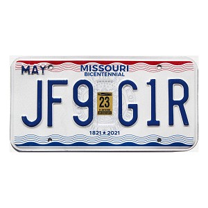 2023 Missouri License Plate #JF9G1R