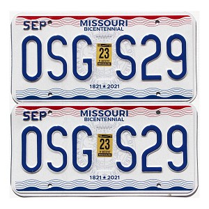 2023 Missouri License Plates Pair #0SGS29
