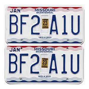 2023 Missouri License Plates Pair #BF2A1U