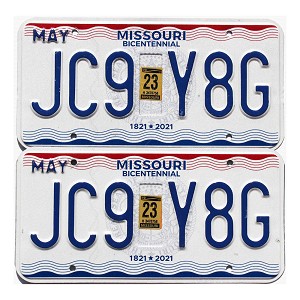 2023 Missouri License Plates Pair #JC9Y8G