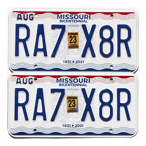 2023 Missouri License Plates Pair #RA7X8R