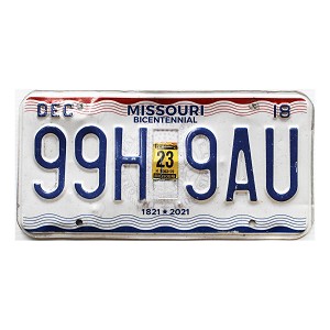 2023 Missouri Truck License Plate #99H9AU