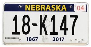 2023 Nebraska License Plate #18K147