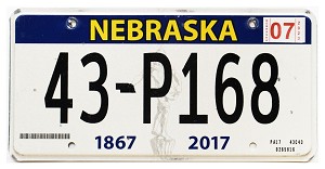 2023 Nebraska License Plate #43P168