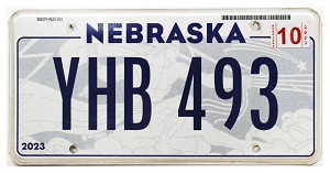 2023 Nebraska License Plate #YHB493