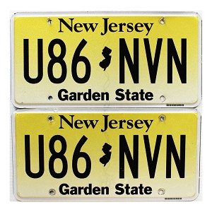 2023 New Jersey License Plates Pair #U86NVN