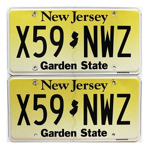 2023 New Jersey License Plates Pair #X59NWZ