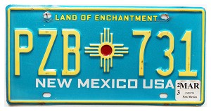 2023 New Mexico License Plate #PZB731