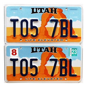 2023 Utah Arch License Plates Pair #T057BL