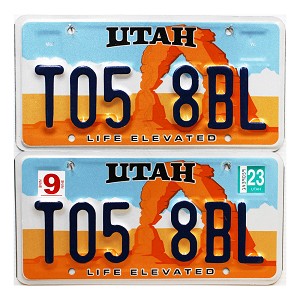 2023 Utah Arch License Plates Pair #T058BL