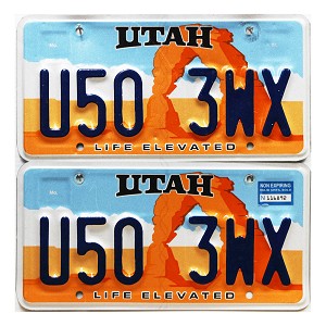 2023 Utah Arch License Plates Pair #U503WX