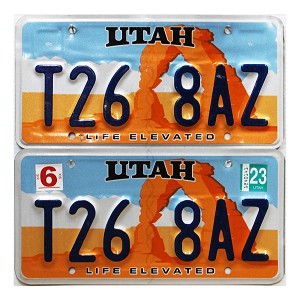 2023 Utah Arch License Plates Pair #T2668AZ