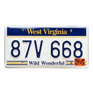 2023 West Virginia License Plate #87V668