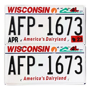 2023 Wisconsin License Plates Pair #AEP1673