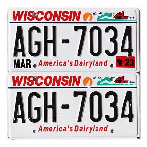 2023 Wisconsin License Plates Pair #AGH7034