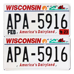 2023 Wisconsin License Plates Pair #APA5916